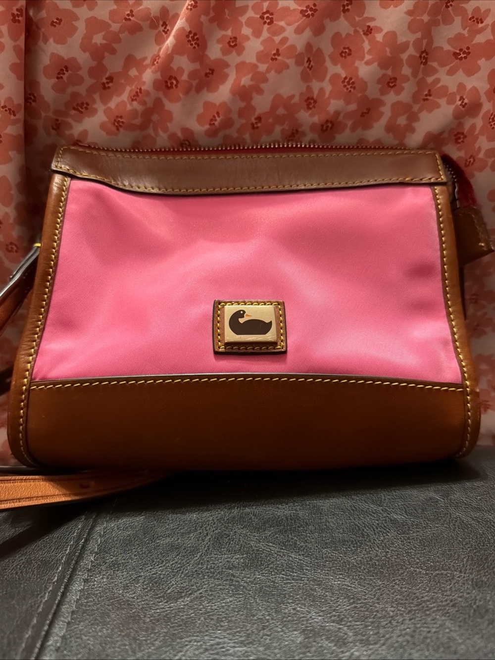 Dooney & Bourke Pink and Brown Nylon Crossbody